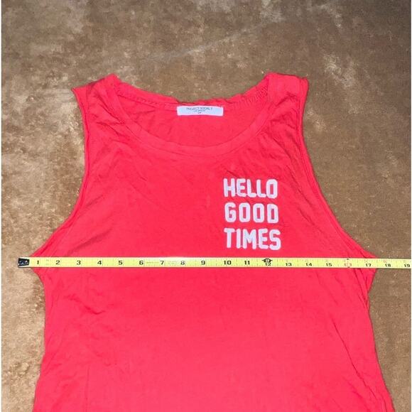 Project Social T Hello Good Times Tee Loose Fit Pretty red white letters Sz S - Picture 9 of 9